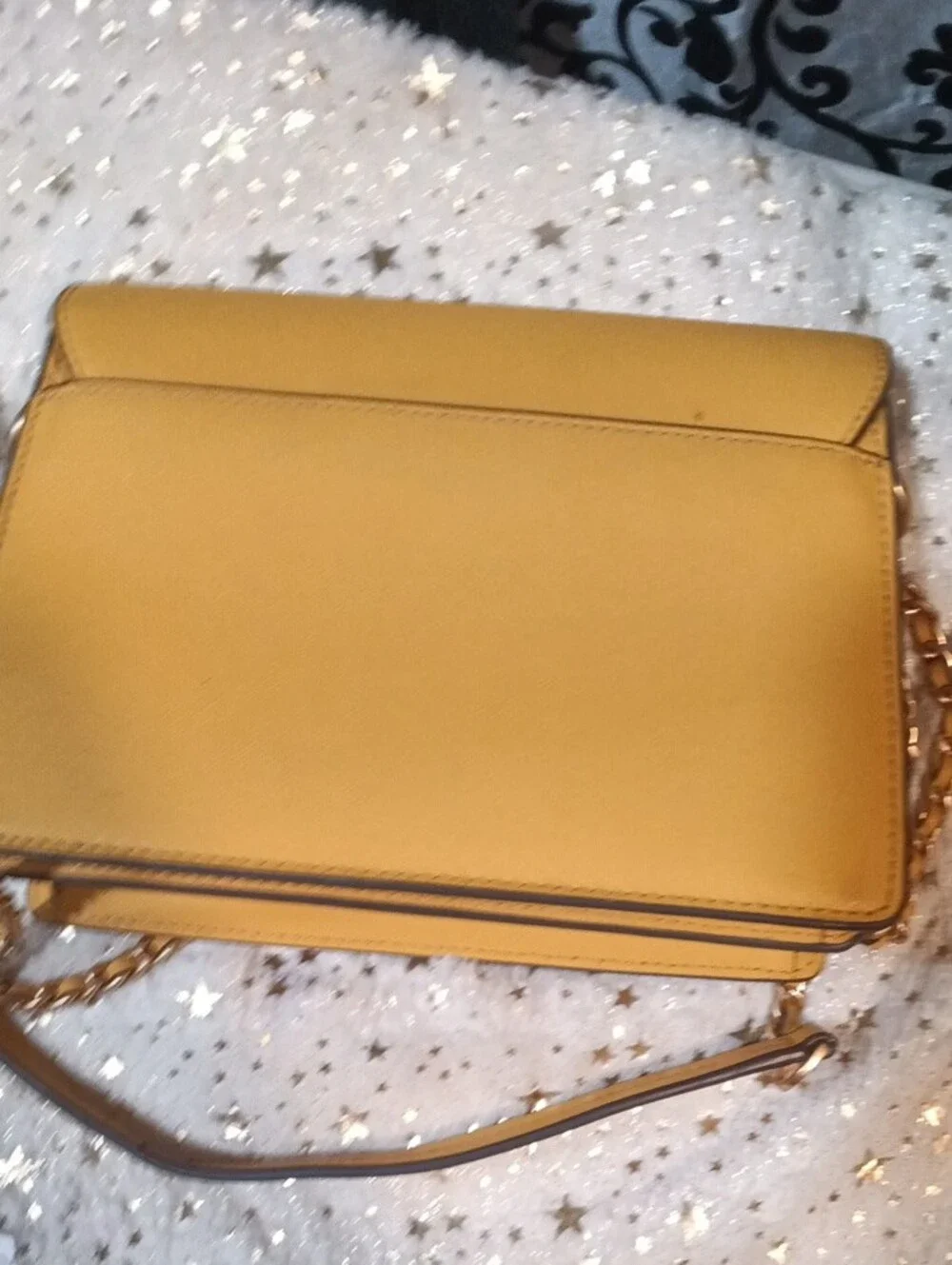 Tory Burch Yellow Saffiano Chain Shoulder Bag with Gold Hardware